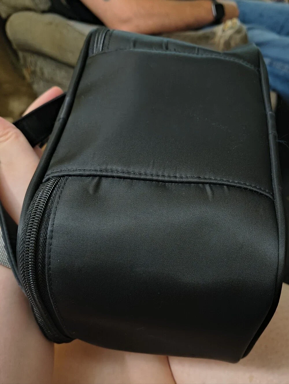 Saks Fifth Avenue brand Black Satin cosmetic bag